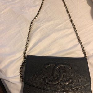 Authentic Chanel timeless wallet clutch with chain